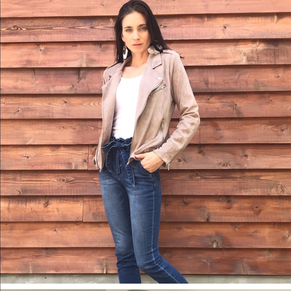Pixley Stitch Fix Kendari tan faux suede Moto jacket